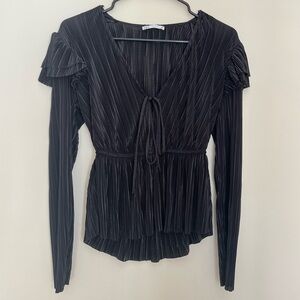 Zara Pleated Black Blouse